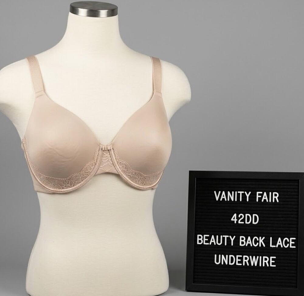 Vanity Fair 42DD Beauty Back Lace Full Figure Underwire Bra #76382 Beige Nude